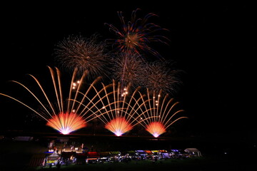 秋田県　夜空と花火