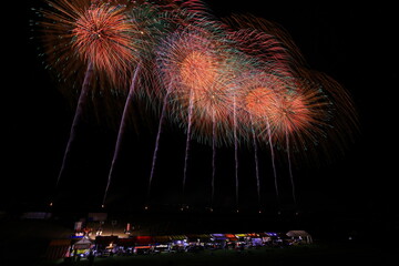 秋田県　夜空と花火