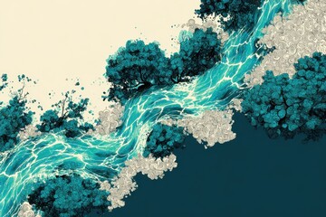 A blue and white abstract painting