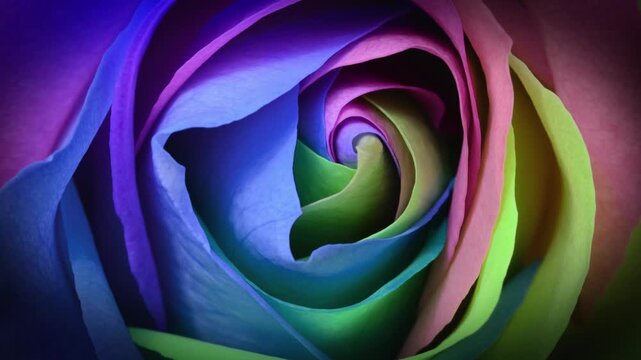 Colorful rose flower changes its color smoothly
