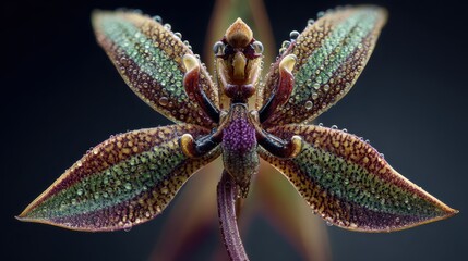 A close up of a flower with water droplets