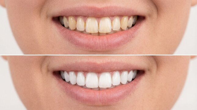 Bright, healthy smile showcasing clean, white teeth with excellent dental hygiene and cosmetic whitening for improved oral health and beautiful appearance