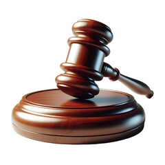 A wooden gavel sits on base