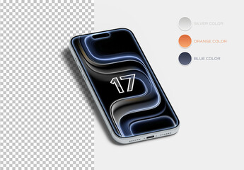 Smartphone With Shadow Laying On Editable Background Mockup