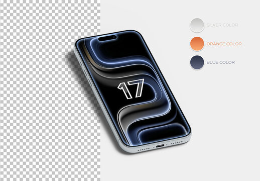 Smartphone With Shadow Laying On Editable Background Mockup