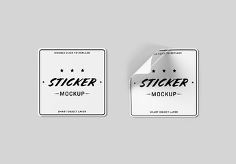 Two Isolated Squared Stickers Mockup