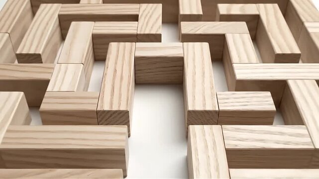 Wooden Maze Puzzle Game Challenge Problem Solving Strategy Logic Brain Teaser Education Learning Concept Abstract Background Stock Video Footage Motion Graphics