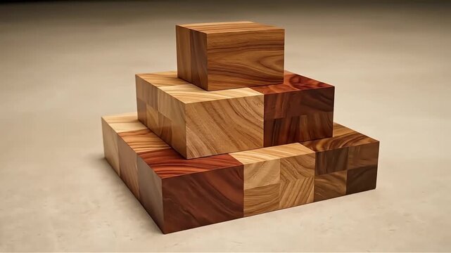 Wooden puzzle cubes interlocking blocks stackable geometric design woodcraft craftsmanship abstract concept business strategy problem solving creative ideas innovation growth