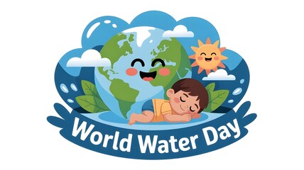 Obraz premium Paper art of world water day with woman love the earth and save water for ecology and environment conservation concept design.Vector illustration.