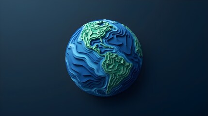 Planet earth in 3d paper cut style. World globe in space. Eco friendly concept for logotype. Vector illustration. Earth day illustration, save mother earth.