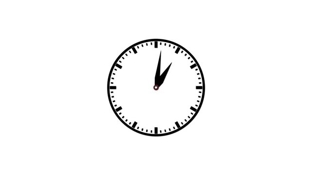 8AM to 4PM Worktime Analog Clock Animation on White Background, Looping Office Schedule, Daily Working Hours Time Range, Business Shift Indicator