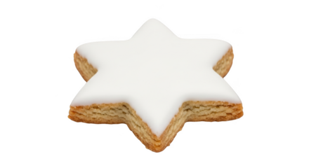 Star shaped cookie with white icing and layered dough isolated on a transparent background image