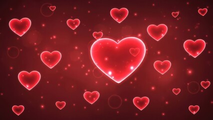 A radiant heart surrounded by glowing hearts for valentine's day