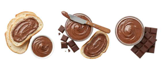 Chocolate Spread & Bread: Delicious Morning Breakfast Spread on White Background