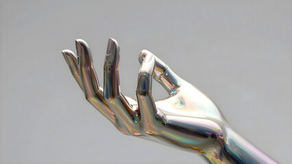 chromatic rendered hand isolated in grey bacckground