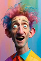 Surprised Colorful Portrait Man