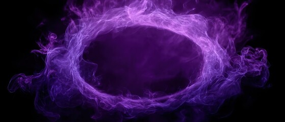 Dramatic smoke or fog effect exploding from circular center with purple glow, perfect for spooky Halloween background, horror graphic, poster