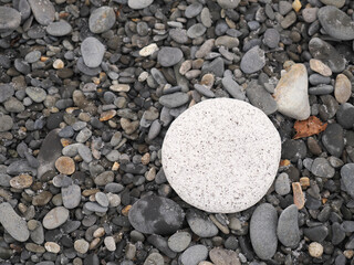 海辺でみつけた丸い石