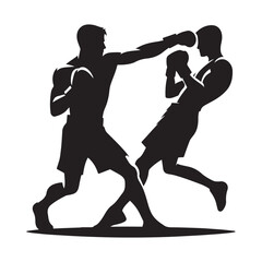 boxer punching vector silhouette clip art logo design illustration icon collection
