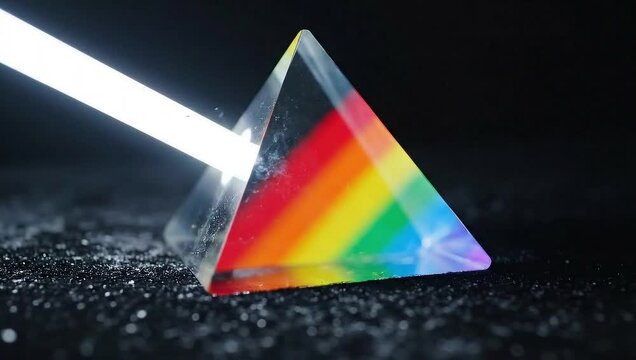 Prismatic Spectrum: Capturing the beauty of light refraction as it passes through a triangular prism, creating a vibrant rainbow of colors and illustrating the wonders of optics.