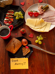 Romantic breakfast morning routine