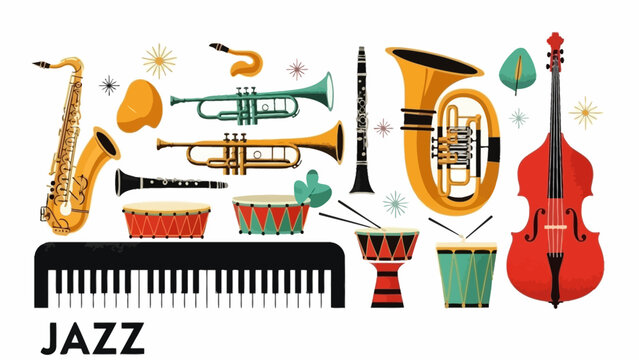 Diverse Jazz Band Instruments Collection for Musical Performance and Entertainment