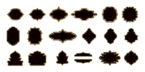 Oriental islamic shape frame set in minimalist vector illustration