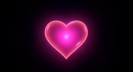 Glowing pink heart shape emits light against a dark background.