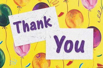 Thank You card with festive balloons