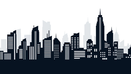 Fototapeta premium Modern City Skyline Silhouette with Skyscrapers