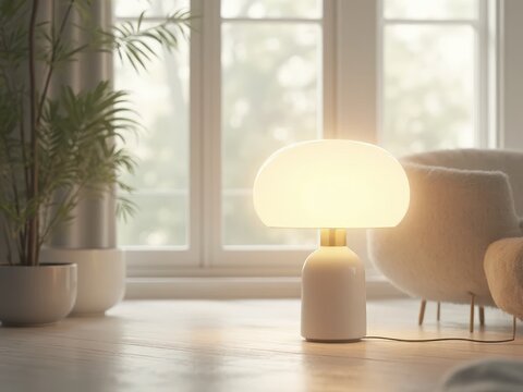 Modern minimalist table lamp in cozy living space