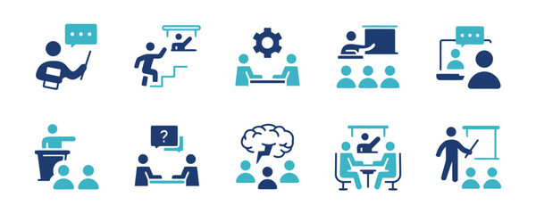 Training and Development Icons Set for Corporate Learning