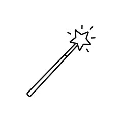 A black magic wand with a star on a white background