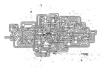 Abstract Maze-Like Circuit Line Illustration Background