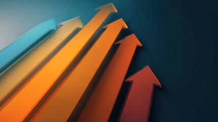 Multiple colorful arrows pointing upwards indicating growth and progress