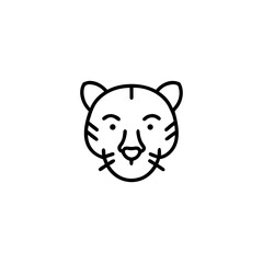 Fototapeta premium Minimal Line Icon of a Tiger Face Formed with Simple Clean Lines On white Background Vector illustration
