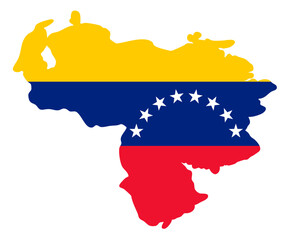 Obraz premium Venezuela Map Silhouette with National Flag, Transparent Background