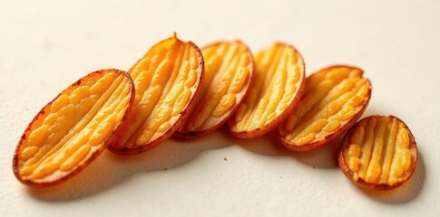 Golden roasted almond slivers arranged in an arc shape , isolated, fiber, healthy eating