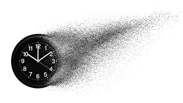 Disintegrating Wall Clock Abstract Concept Of Time Passing - Powered by Adobe