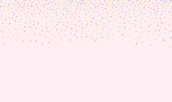 Colorful sprinkles banner background, colorful falling decorative sprinkles background