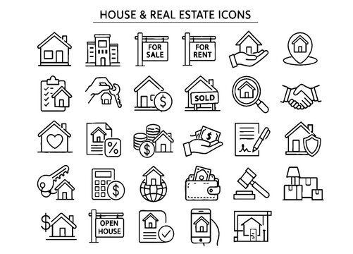 Title: House & Real Estate Icon Set
