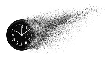 Time Disintegrating Abstract Clock Dissolving Into Digital Particles