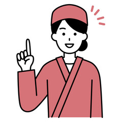 アイデアをひらめく和食屋の女性店員