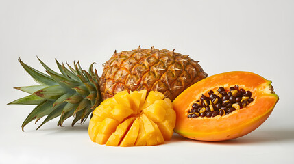 Tropical Fruits Isolated on White Background