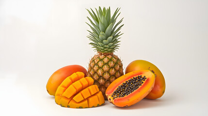 Tropical Fruits Isolated on White Background