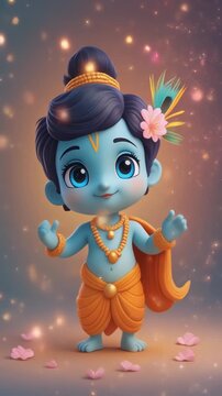 Sweet Bal Krishna dancing and enjoying