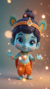 Sweet Bal Krishna dancing and enjoying
