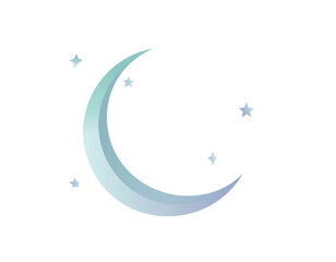 Crescent moon and stars isolated on transparent background isolated on transparent background