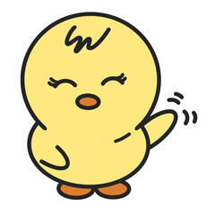 Obraz premium A cute duck cartoon waving hello.