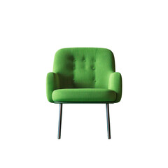 Fototapeta premium Bright green tufted armchair with metal legs on black background image